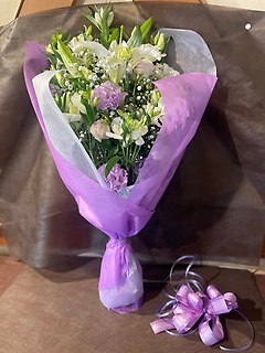 パープルロング花束