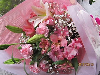ピンクの花束☆花の色