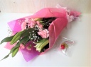 限定！ ピンクの百合の花束&アロマワックスサシェ