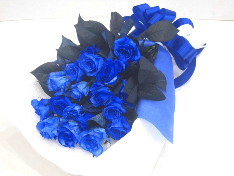オリジナル染色 青いバラ本のお洒落な花束 株式会社 花樹園 イーフローラ フラワーギフトや花の宅配 送料無料も多数