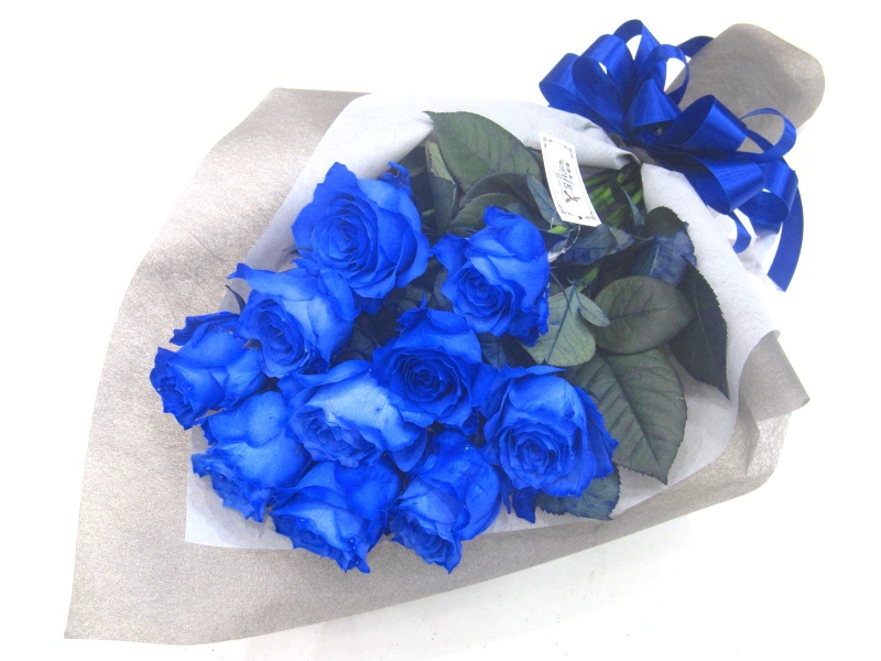 オリジナル染色 青いバラ10本の花束 株式会社 花樹園 イーフローラ フラワーギフトや花の宅配 送料無料も多数