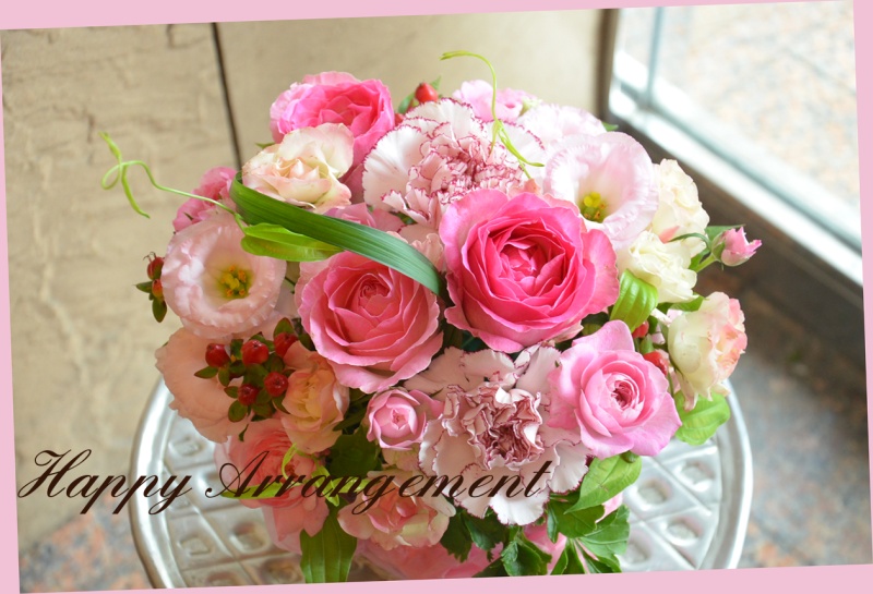 ピンク系　バラを使って　アレンジメント　54｜お花屋さん「風遊花」のお花