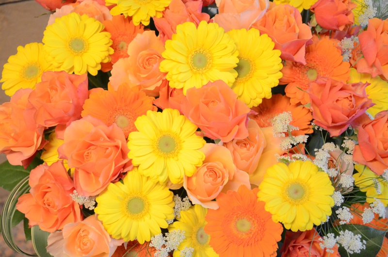 オレンジ系　色鮮やかなアレンジメント　183｜お花屋さん「風遊花」のお花
