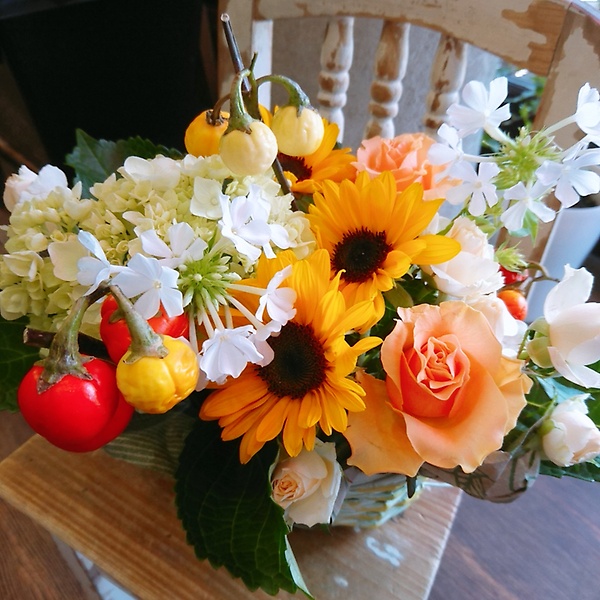ひまわりの可愛いアレンジメント ｐｅｔｉｔｅ ｂｒａｎｃｈｅ イーフローラ フラワーギフトや花の宅配 送料無料も多数