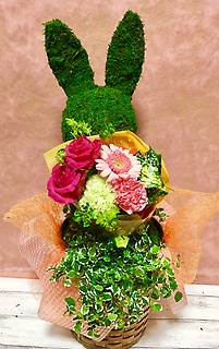 プミラとミニ花束☆アニマルモスのウサギさん