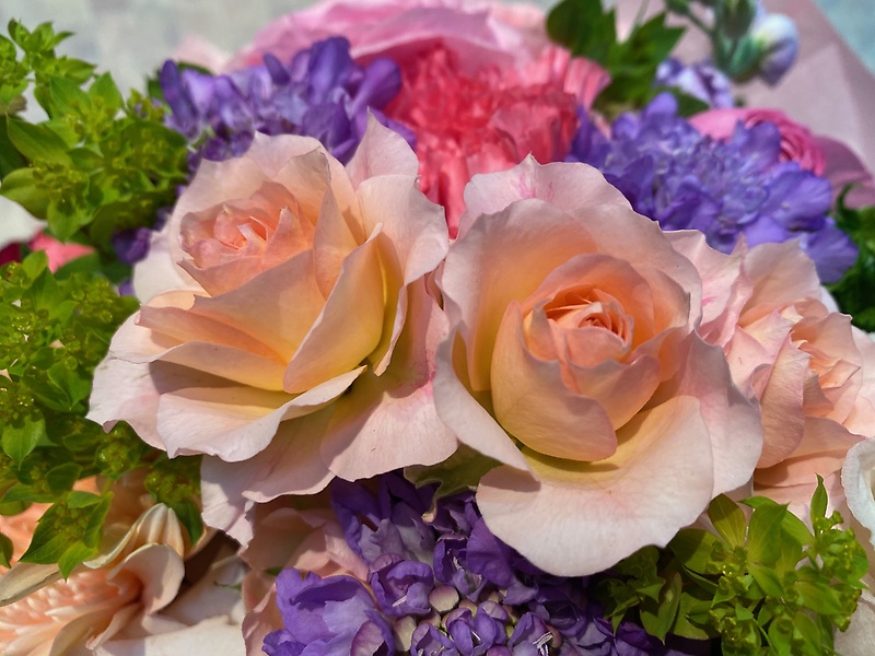 優しいパステルミックスカラーのギフトアレンジメント｜お花屋さん「フレーバーハウス 長住店」のお花